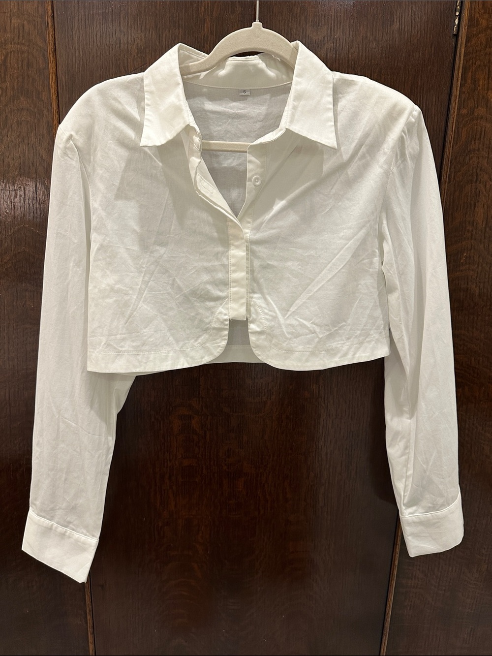 Cropped White Button-Front Shirt - Women Tops